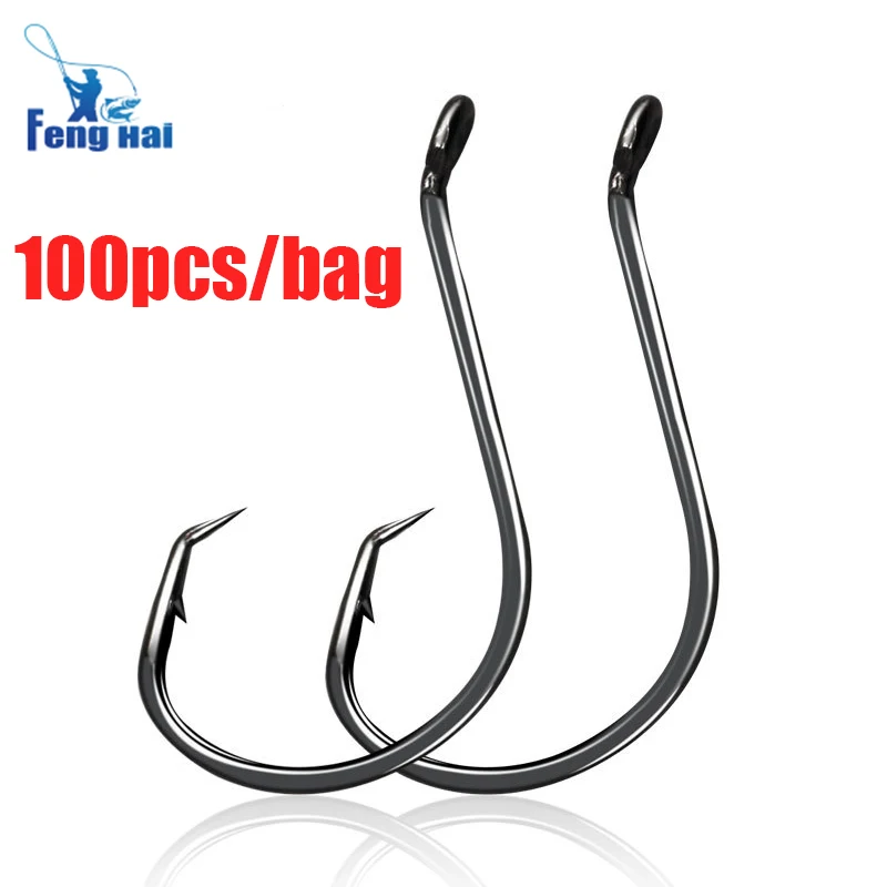 

FishingTackle Wholesale High Carbon Steel 7384 Octopus Hooks Crooked Mouth Design With Barbs Hooks Bulk Single Hook 100PCS/Pack