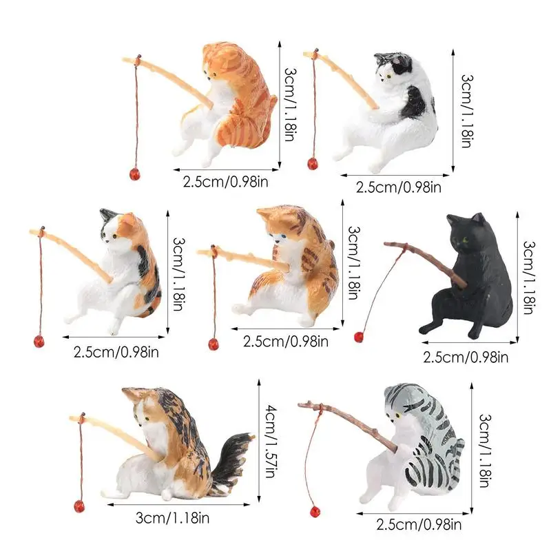 Fishing Cat Miniature Fishing Cat Figurines Approx. 3-4cm Tall Beautifully  Detailed Cute Cat Figurine 