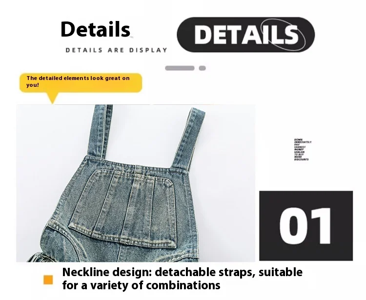 2025 Spring/Autumn Girls Denim Overalls Trendy Detachable Wide-Leg Jeans for Kids Stylish Versatile Casual Two Wear Trousers