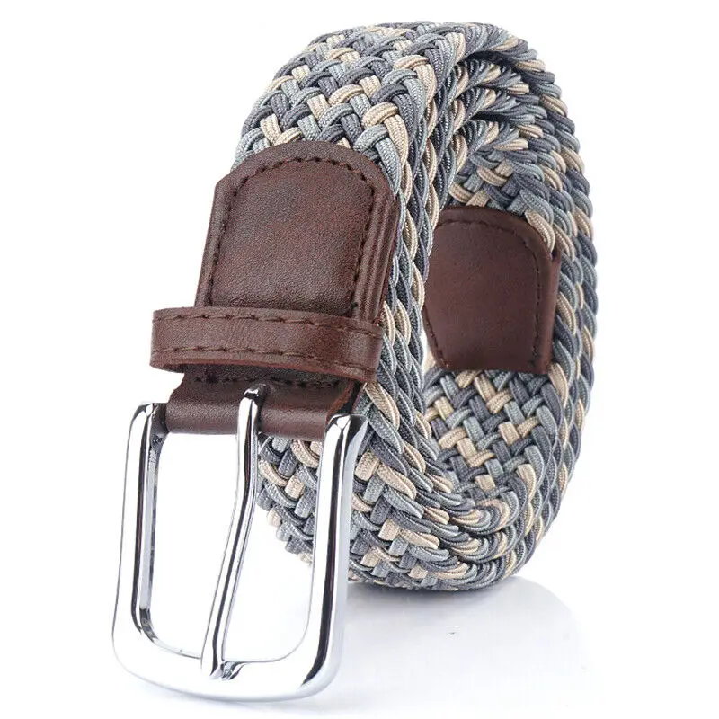 Fashion Woven Elastic Belt Female Solid Alloy Buckle Unisex Stretch