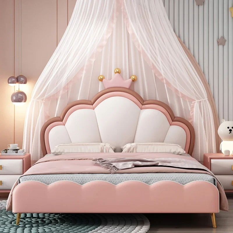 

Modern Crown Pink Children Beds Princess Luxury Storage Children Beds Minimalist Drawer Lit Enfant Bedroom Furniture WZ50CB