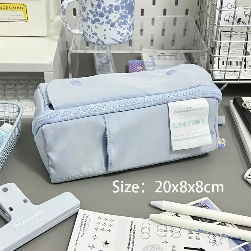 단색 펜 가방, 귀여운 학생 선물, 대용량 문구 보관 파우치, 대형 오프닝 필통, 학교 사무용품