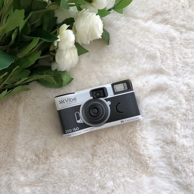 VIBE 레트로 필름 카메라, 일회용 카메라, 플래시 사진 카메라, 32mm 렌즈, 클래식 블랙 레트로 레드, 36 매, 신제품