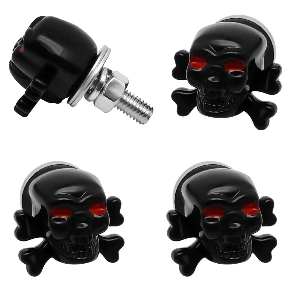 Gothic Skull Decor License Plate Screws – Set of 4