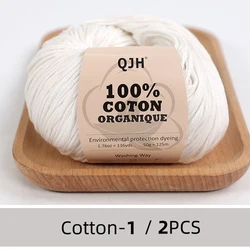 100% Organic Cotton Yarn for Knitting, Crocheting, and Crafts - Light and Dark Set (N1-2PCS)