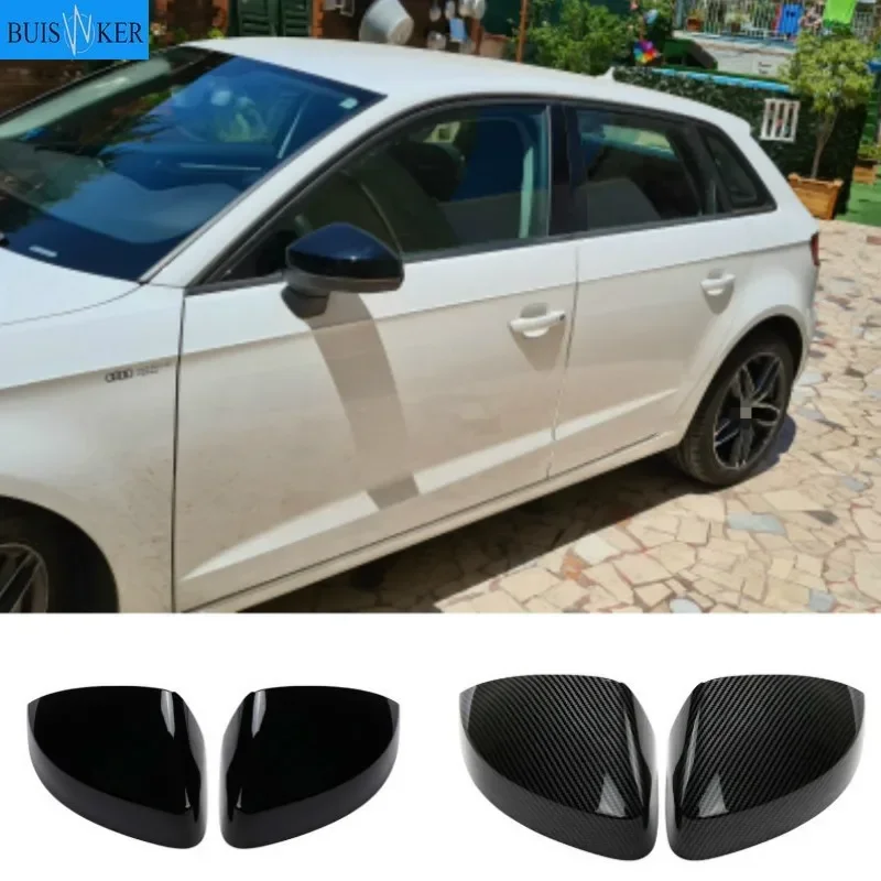 

2 pieces for Audi A3 S3 8V RS3 Side Wing Mirror Covers Caps Carbon Fiber Gloss Black Mirror Caps 2013 2014 2015 2016 2017 - 2019