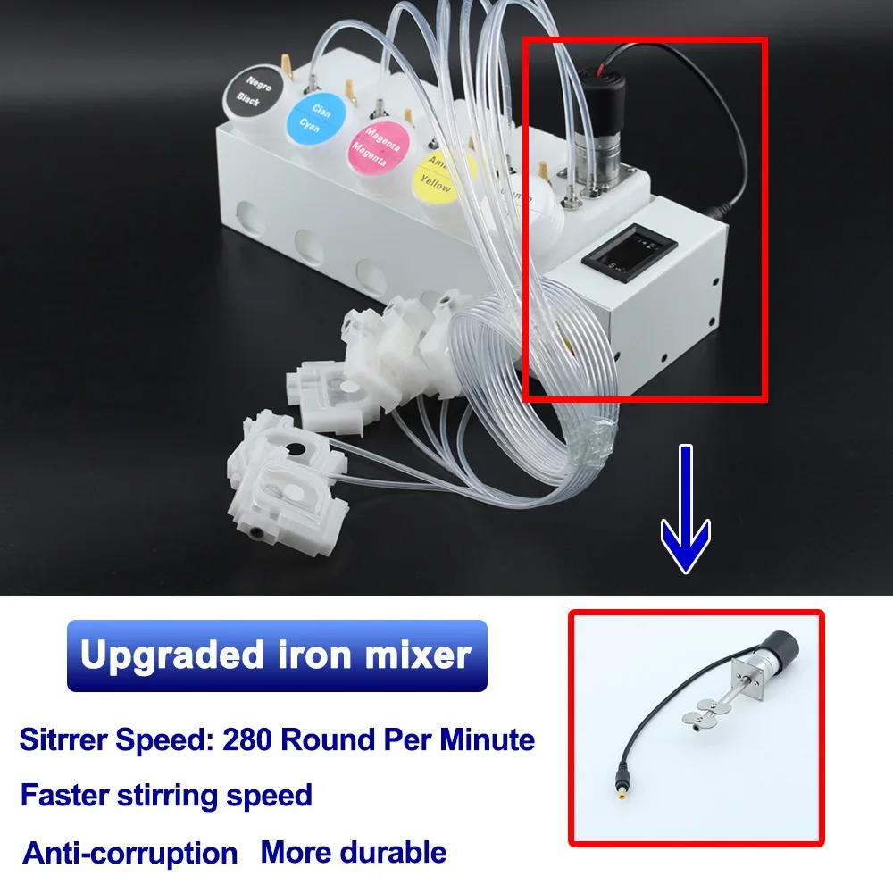 250ML DTF 잉크 시스템 CISS(댐퍼 포함) Epson L800 L805 L1800용 흰색 잉크 탱크 교반기 내장 타이머 포함