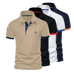 Summer Casual Sportswear Elastic Cotton Embroidered Short Sleeve Polo Shirt XS-5XL Large Size Business Social Quality Men's Top