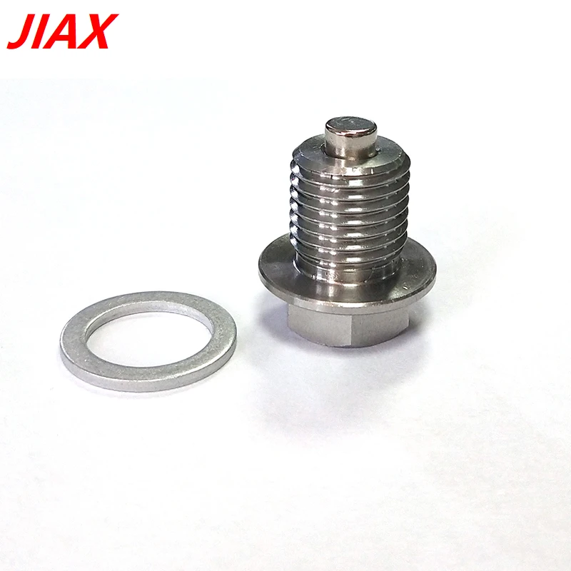 M14 x 1.5 Magnetic stainless steel Oil Drain Plug Sump Drain Nut Bolt with Gasket Crush Washer Compatible with Most Ford