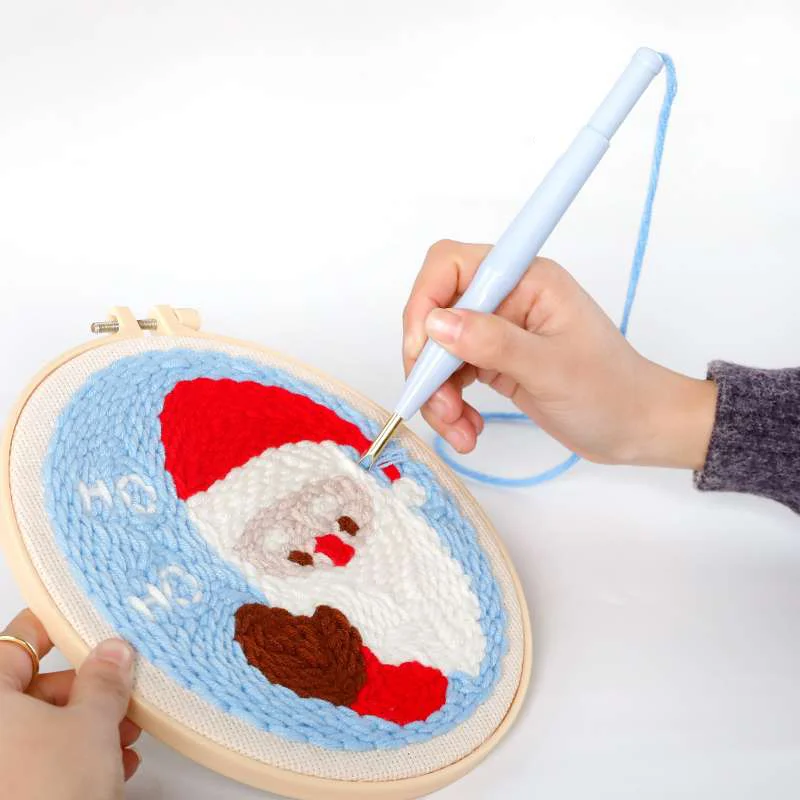 Punch Needle Embroidery Kit Craft Monks Cloth Needlework Cotton Fabric DIY Adjustable Magic Pen Handmade Crafts Tufting Hoop - 5