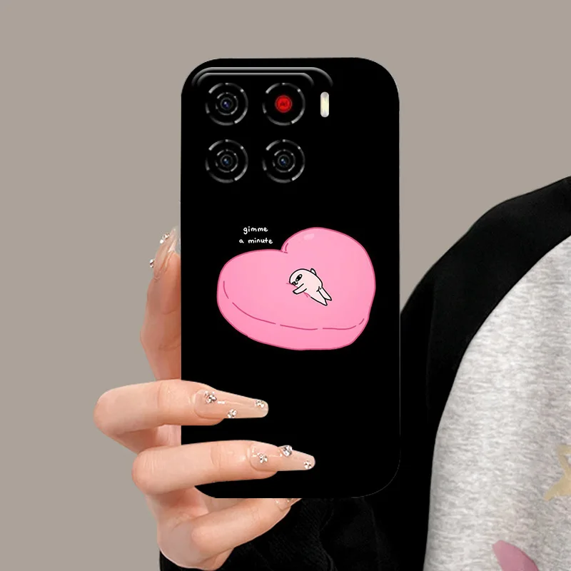 Cute Cartoon Black Soft Silicone Protective Cover for ZTE Blade A56 4G Phone