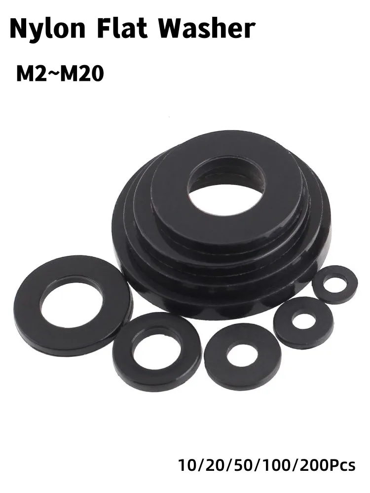 PA66 Nylon Plastic Flat Washer Plane Spacer M2 M2.5 M3 M4 M5 M6 M8 M10 M12 M14~M20 Insulation Gasket Ring For Screw 1~3mm nylon washers,plastic washers