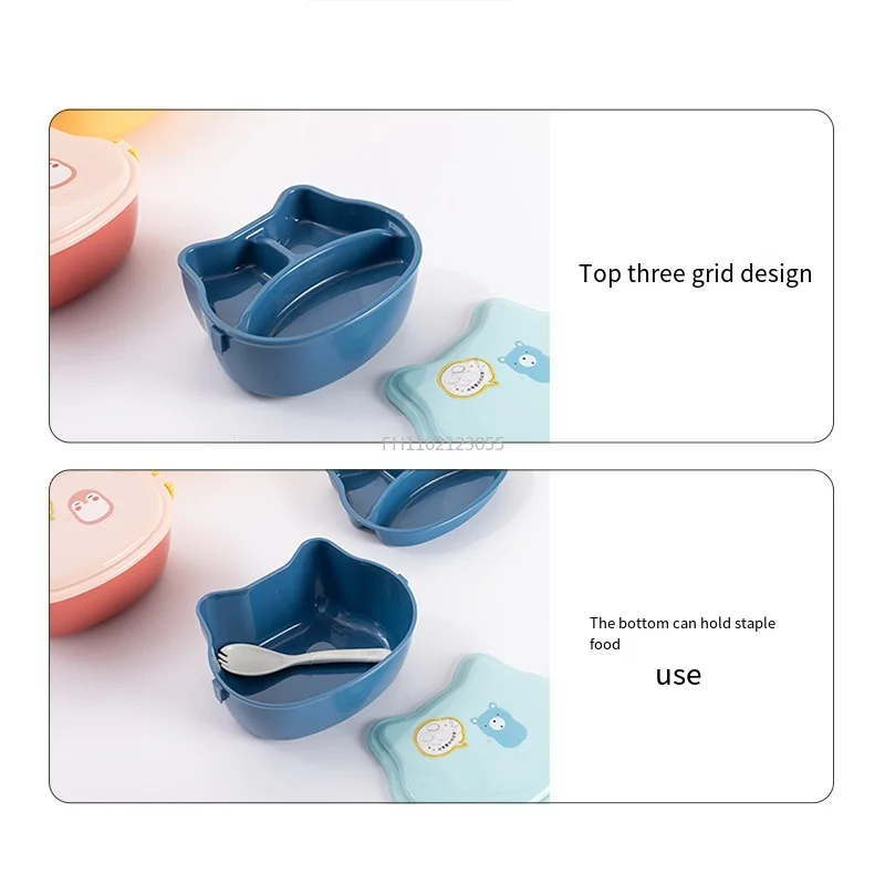 Cartoon Double-layer Lunch Box for Kids Microwaved To Heat Student Portable Fruit Box Office Worker Light Lunch Box