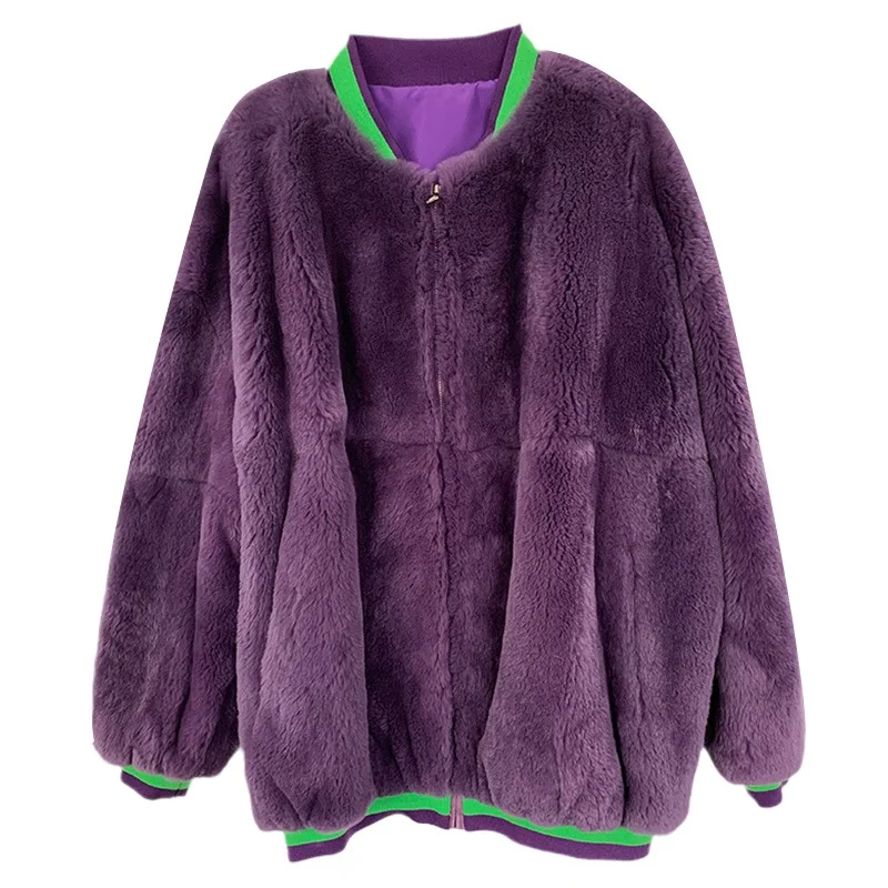 Winter Warm Luxury Fur Coat Ladies High Quality Rex Rabbit Fur Coat Solid Color Design Plush Cold Prevention Coat