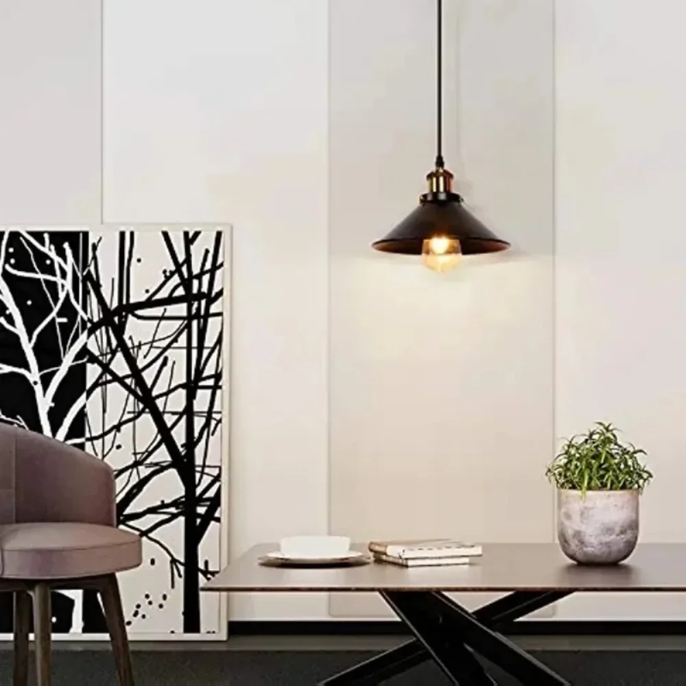 Black Vintage Pendant Light Loft Retro Chandelier Pendant Lamp E27 Base Industrial Hanging Light Edison Lighting for Living Room