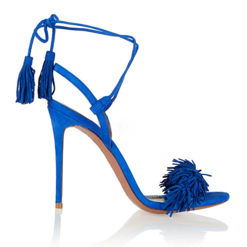 

CHMILE CHAU Elegant Luxury Designer Women Sandal Stiletto High Heel Lace up Evening Prom Shoe Plus Size Chaussure Femme 9-I-SL-3