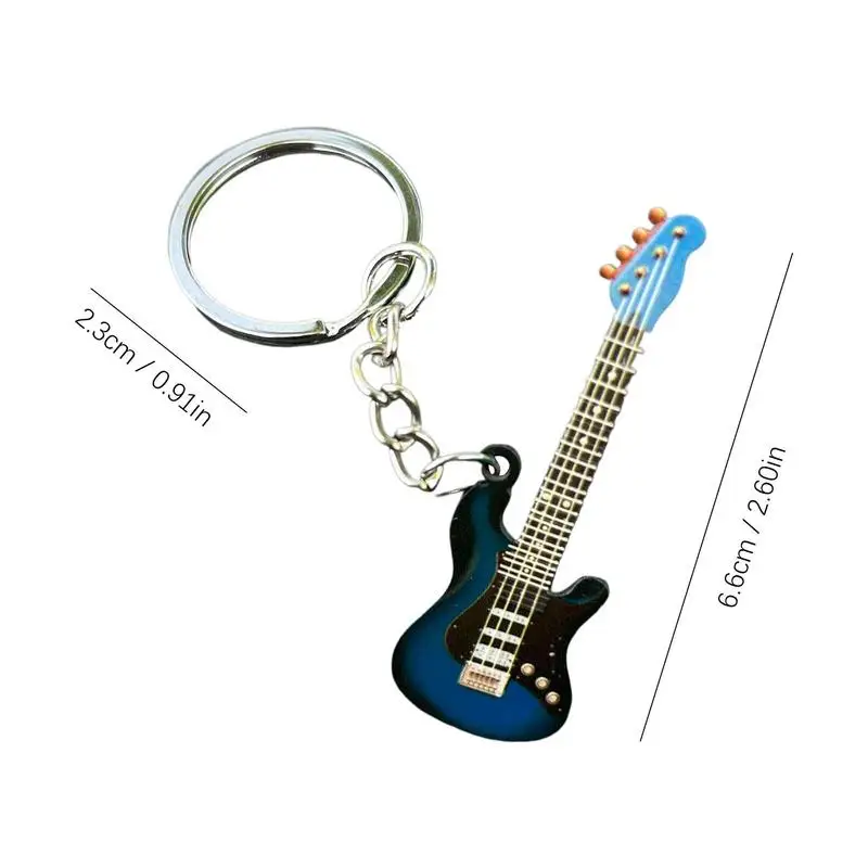 Bass Guitar Keychain Instrument Keychain Music Key Chains Stainless Steel Guitar Ornament Mini For Player guitar keychain