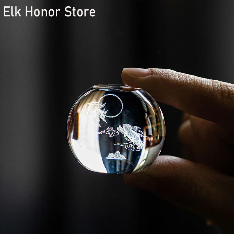 Moon Rabbit Crystal Lid Holder Zisha Pot Cover Bracket Tea Pet Ornaments Tea Table Decoration Kung Fu Ceremony Accessories tea ceremony tools