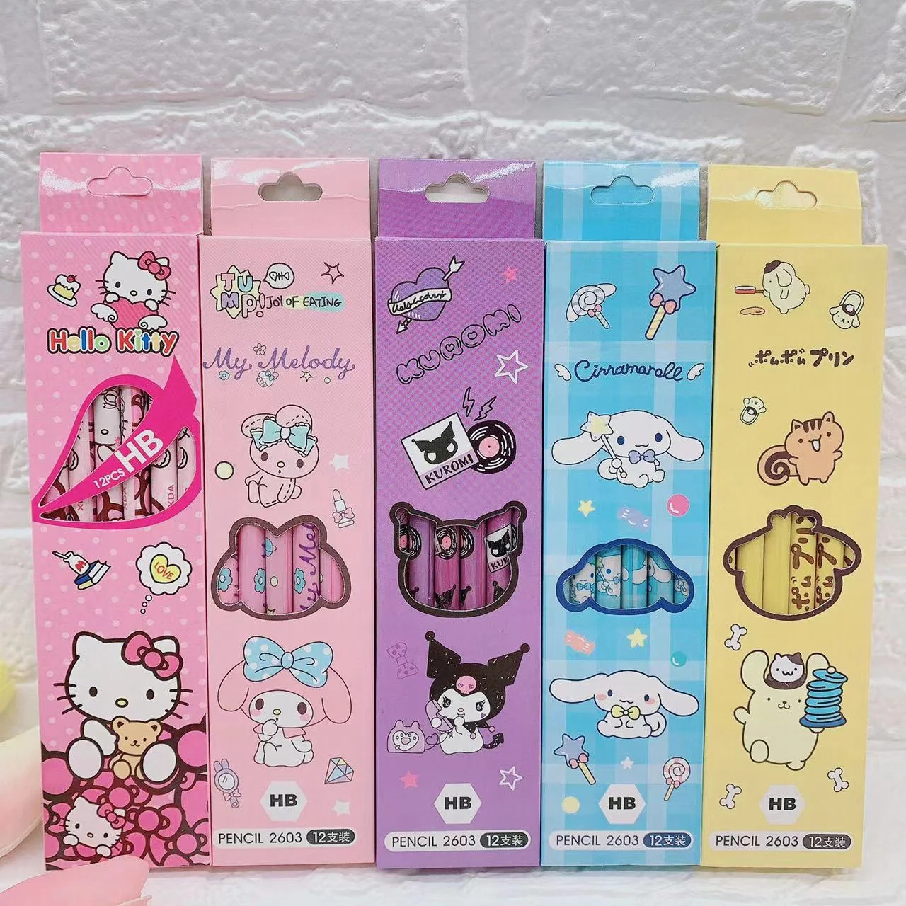 

Sanrio 12pcs Cartoon Pencils My Melody Kuromi Pens Primary Students Stationery HB Black Write Draw School Children Boxed Pen