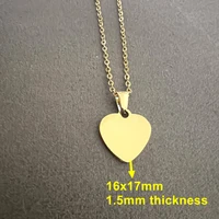 10 pièces lot 304 acier inoxydable poli miroir en acier inoxydable en forme de coeur pendentif de collier à breloques pour bijoux pour femmes 2
