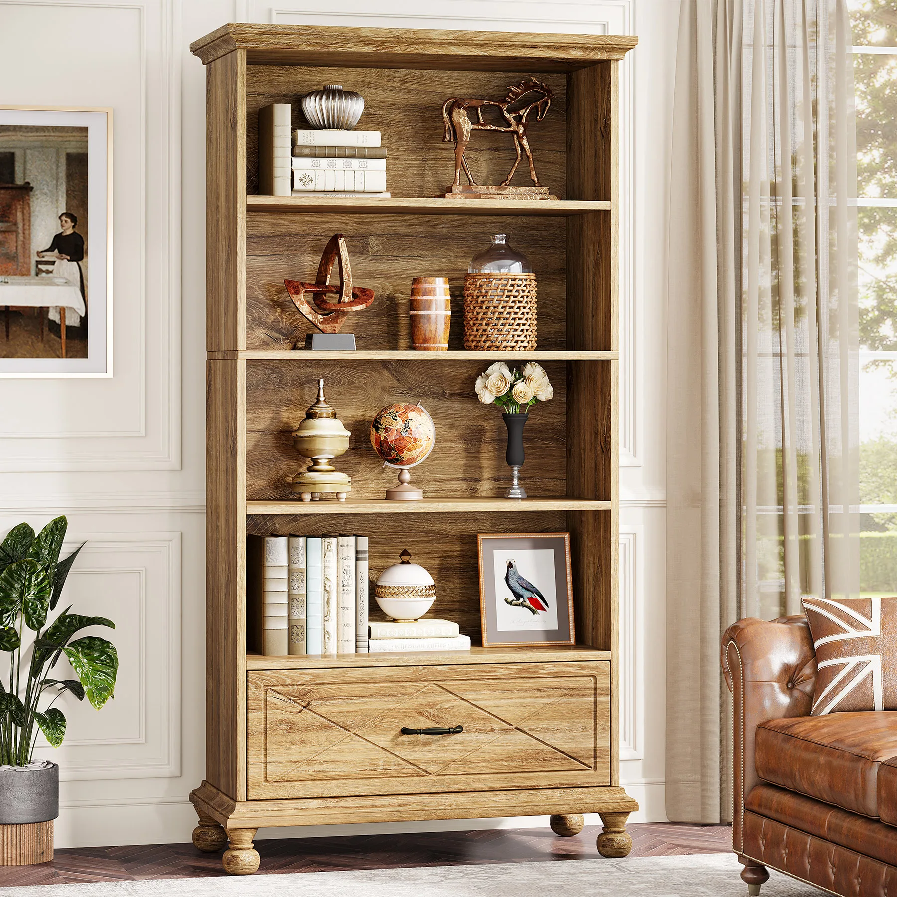 Delwin 71-inch 6-shelf Bookshelf Rustic Nutmeg
