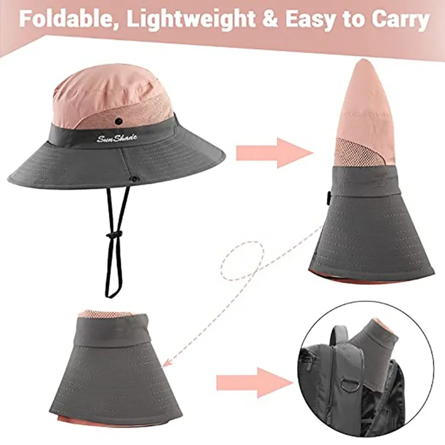 New Adult Fishing Outdoor UV Protection Foldable Sun Hat Bucket Hat Women Panama Summer Wide Brim Hiking