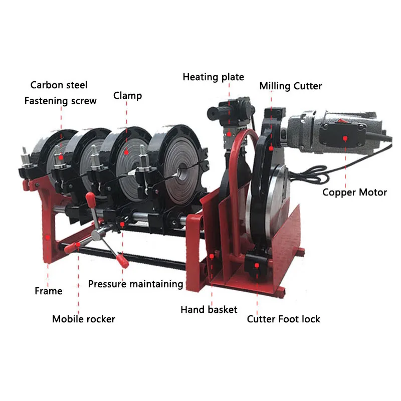 63-200mm Manual four ring Butt welding machine PE pipe welding machine Hot melt PE PPR PB PVDF Plastic pipe Butt welder mussidan 5500l 6500l whole house hands washable uf membrane water purifier machine pvdf ultra filtration water system