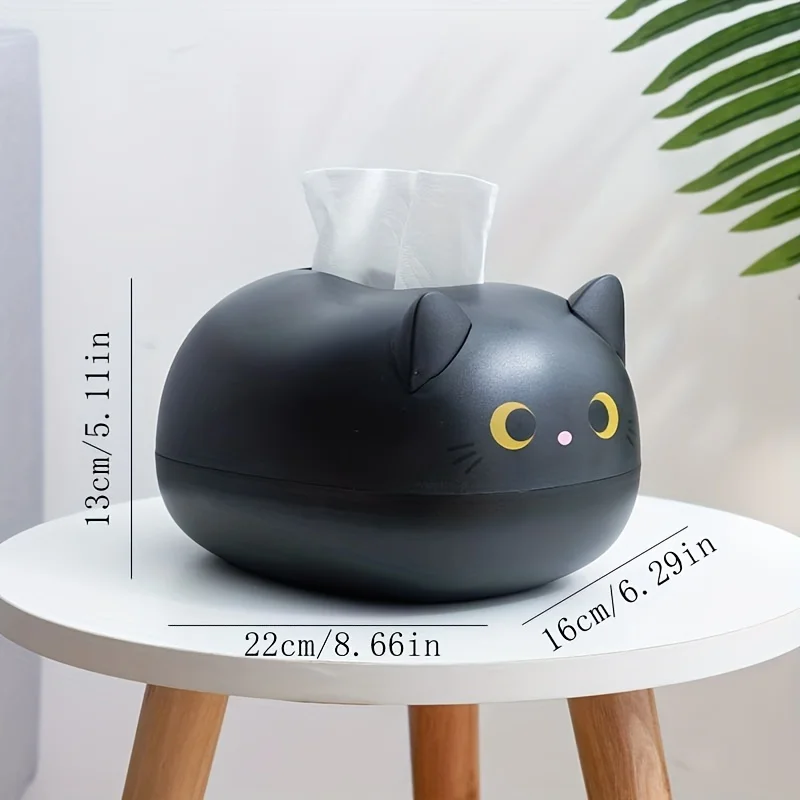 A cute cat tissue box, cartoon tissue box cover, cute black and white cat tissue box, paper storage napkin box, home decoration 3