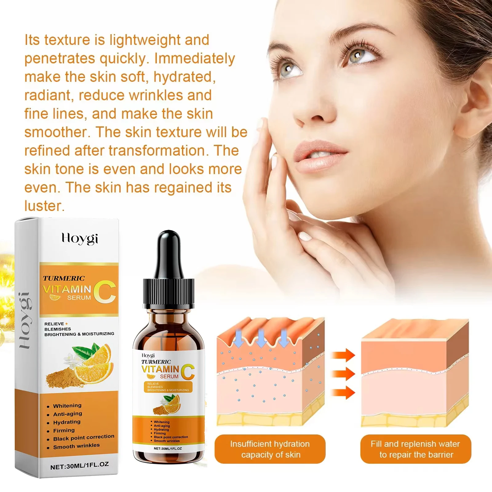 Hyaluronic Acid Moisturizing Face Cream Eliminate Blemishes Skin Care Essence Vitamin C 30ml For Face Cream