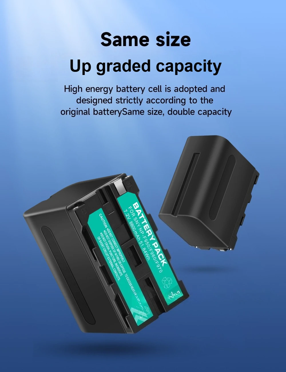 NP-F970 for Sony Camcorder F750 F990 Fill Light 2500c Camera Battery with F970-C