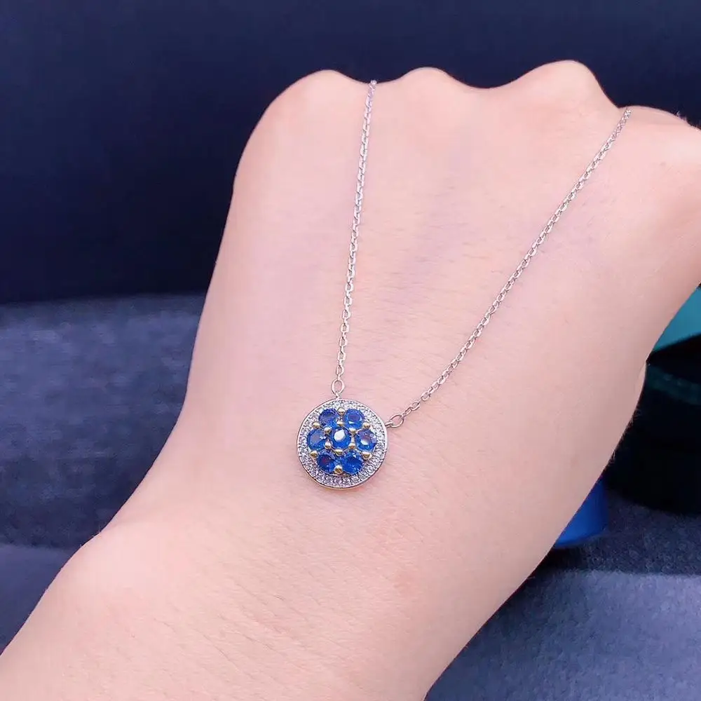 

GLP232 exquisite natural blue sapphire necklace for women silver jewelry fine ornament natural gem real 925 silver
