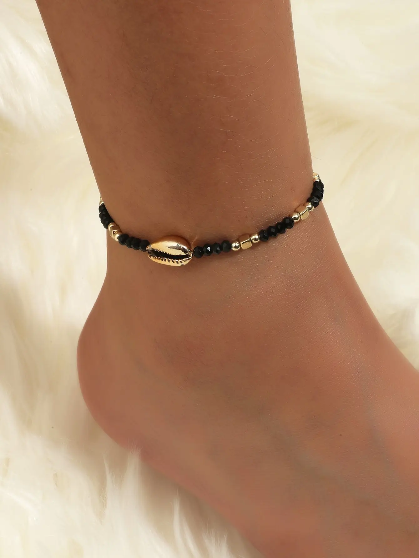 Beads Ankle Anklet for Women Black Red Blue Crystal Shell