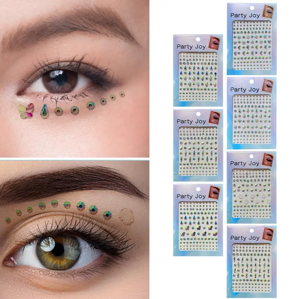 

Eye Sticker Rhinestone Shine Resin Acrylic Eco-friendly Long Lasting Anti-wear Tattoo Sticker For Parties