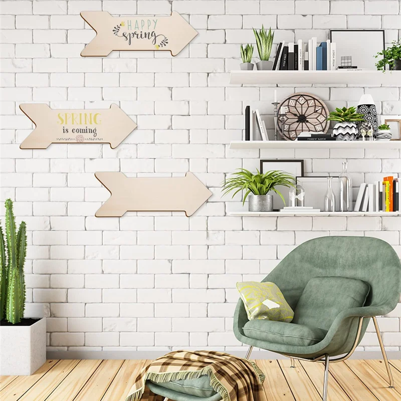 8PCS Unfinished Arrow Wood Sign Blank Hanging Wooden Plaque Wood Arrow Slice Color