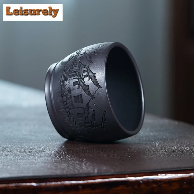 170ml Yixing Zisha Jiangnan Rain Teacup Traditional Tea Bowl Sample Tea Cup Tea-tasting Personal Cup Jianzhan Master Cups Craft