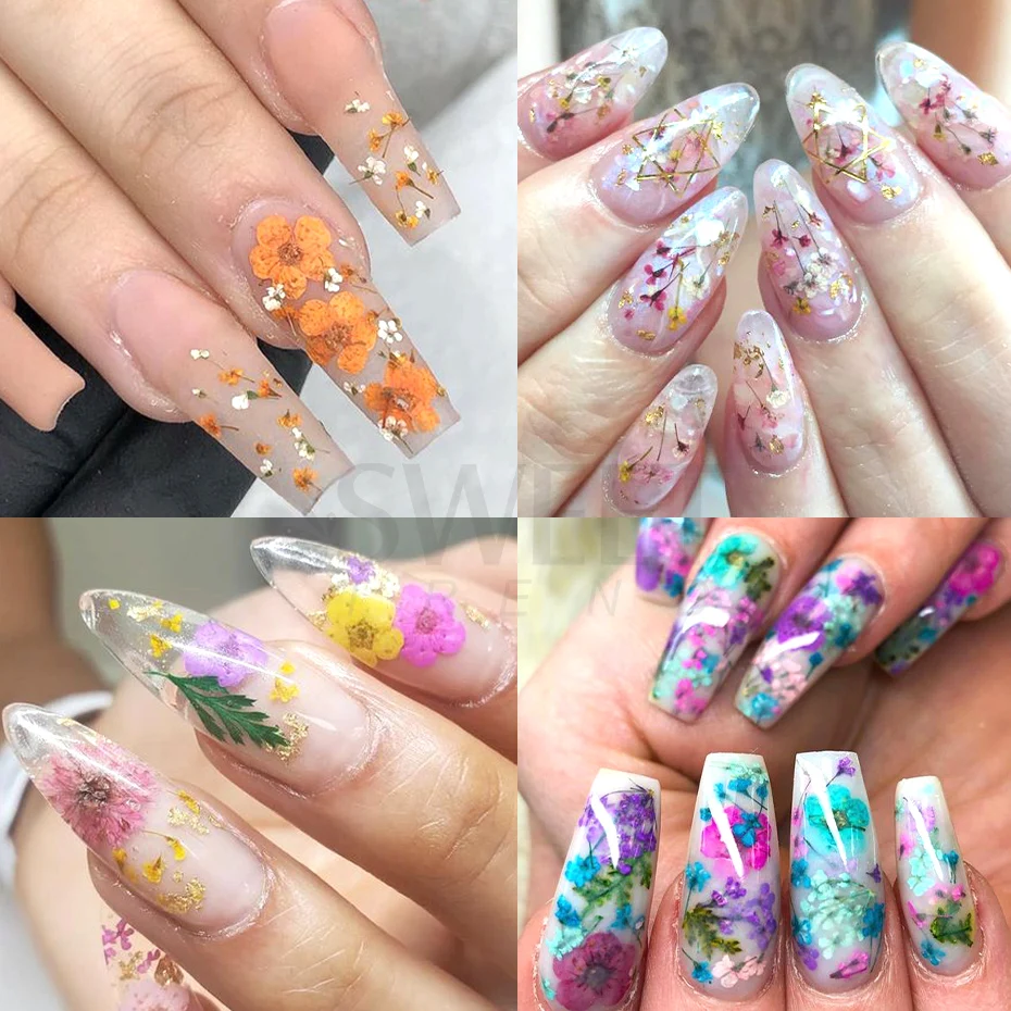 12 Colors Flowers Nail Art Decorations Charms 3D Flower Leaf Nail Design  Jewelry Manicure | SHEIN USA