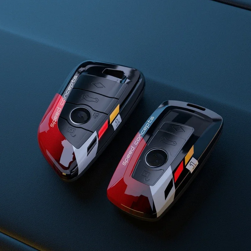 Luxurious Carbon Fiber Style Car Key Case Cover