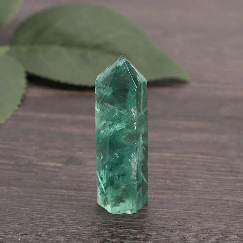 

Crystal Quartz Natural Green Fluorite Hexagonal Crystals Column Fluorite Energy Stone Home Decoration