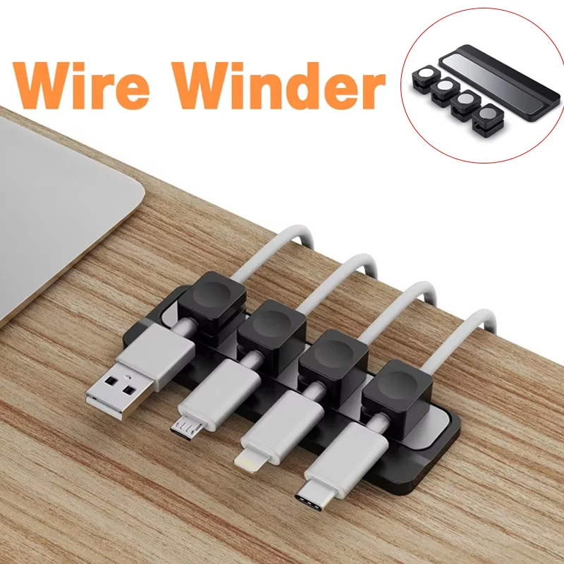 Cable Organizer Magnetic Cable Clips Smooth Adjustable Cord Holder Under Desk Management Pad Wire Keeper