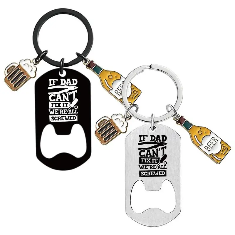 

Portable Beer Bottle Opener Keychain Stainless Steel Key Chain For Dad Can Opener Hangings Ring Beer Bottle Opener Accessory