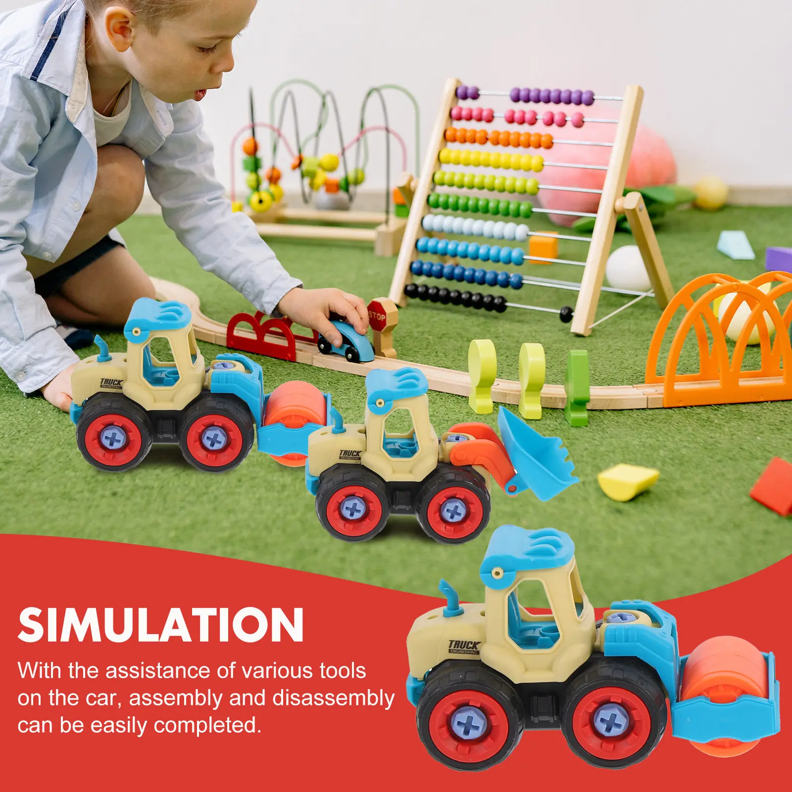 1 세트 엔지니어링 자동차 교육용 DIY 너트 조립 플라스틱 자동차 어린이 실습 능력 훈련 생일 선물 및 선물용