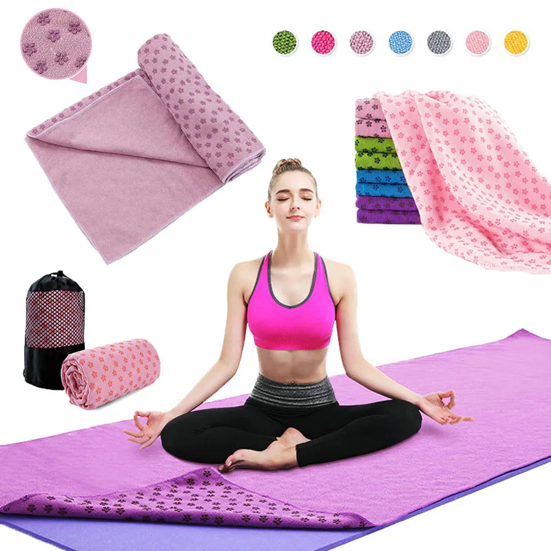 Non Slip Hot Yoga Towel Pilates Mat Yoga Blanket Sweat Absorbent Portable Fitness Meditation Mat Sports Workout Travel Blanket yoga towel