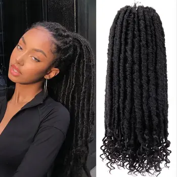 Straight Faux Locs Crochet Hair for Black Women, Crochet Pre-Looped Curly Hair Soft Faux Locs Synthetic Braiding Hair Extension 1