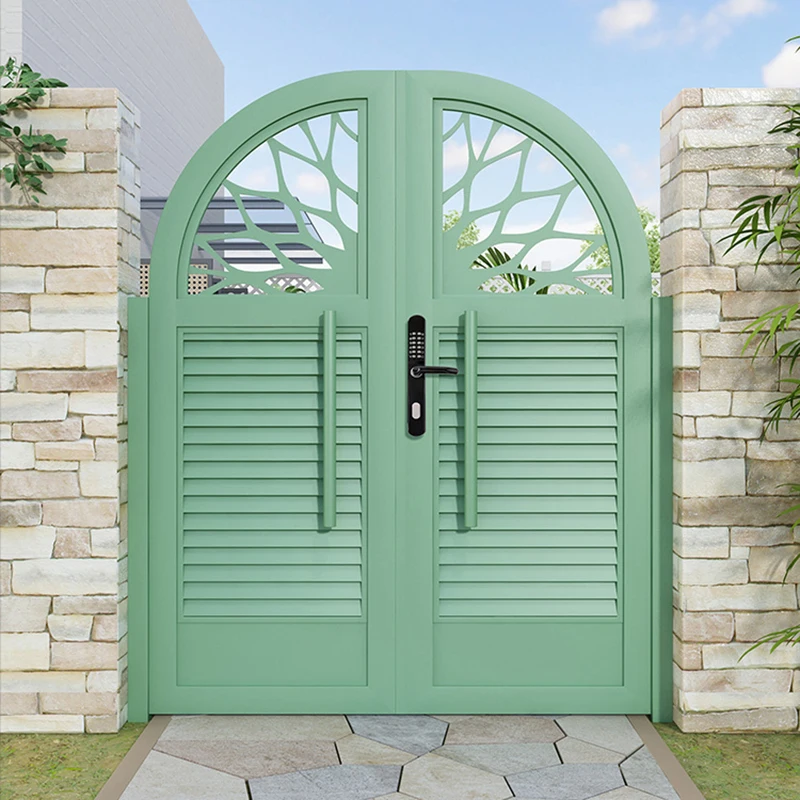 Factory Customize Durable America Australia Europe Style Metal Iron Aluminum Villa Home Fence Courtyard Doule Gate with Lock 4