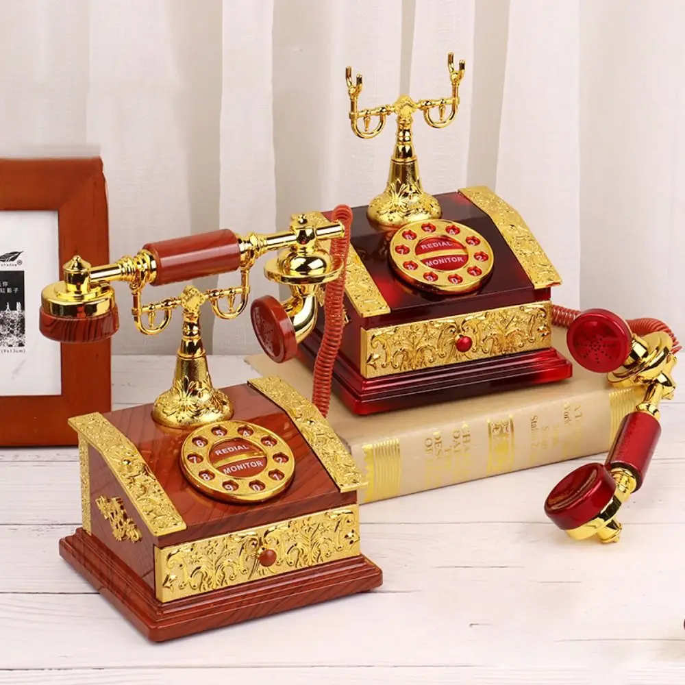 Practical Nostalgic Telephone Music Box Cartoon Classical Dial Phone Model Simulation Music Box Ornaments Porch