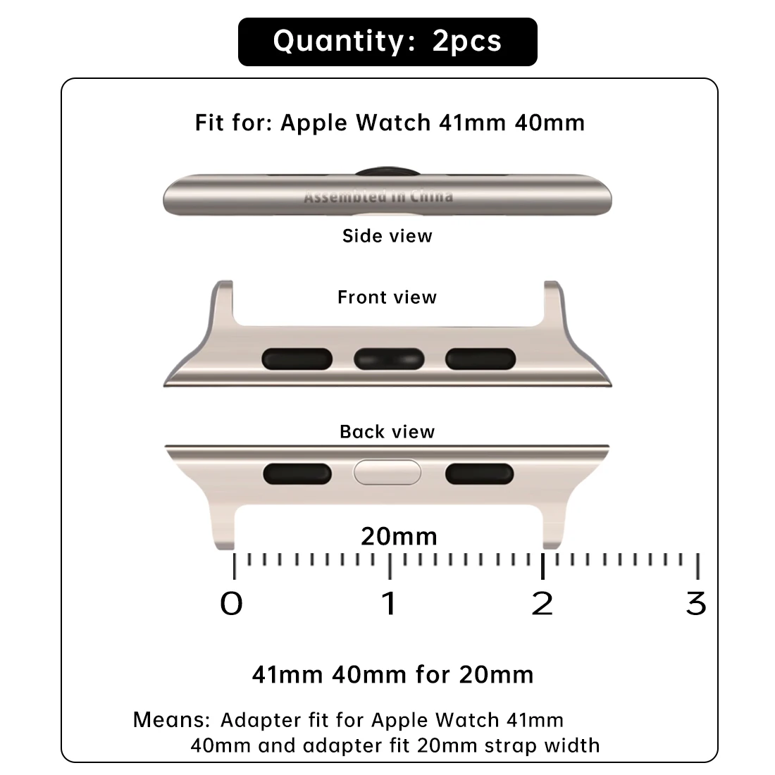 Premium Stainless Steel Connectors for Apple Watch Bands (2-Pack)