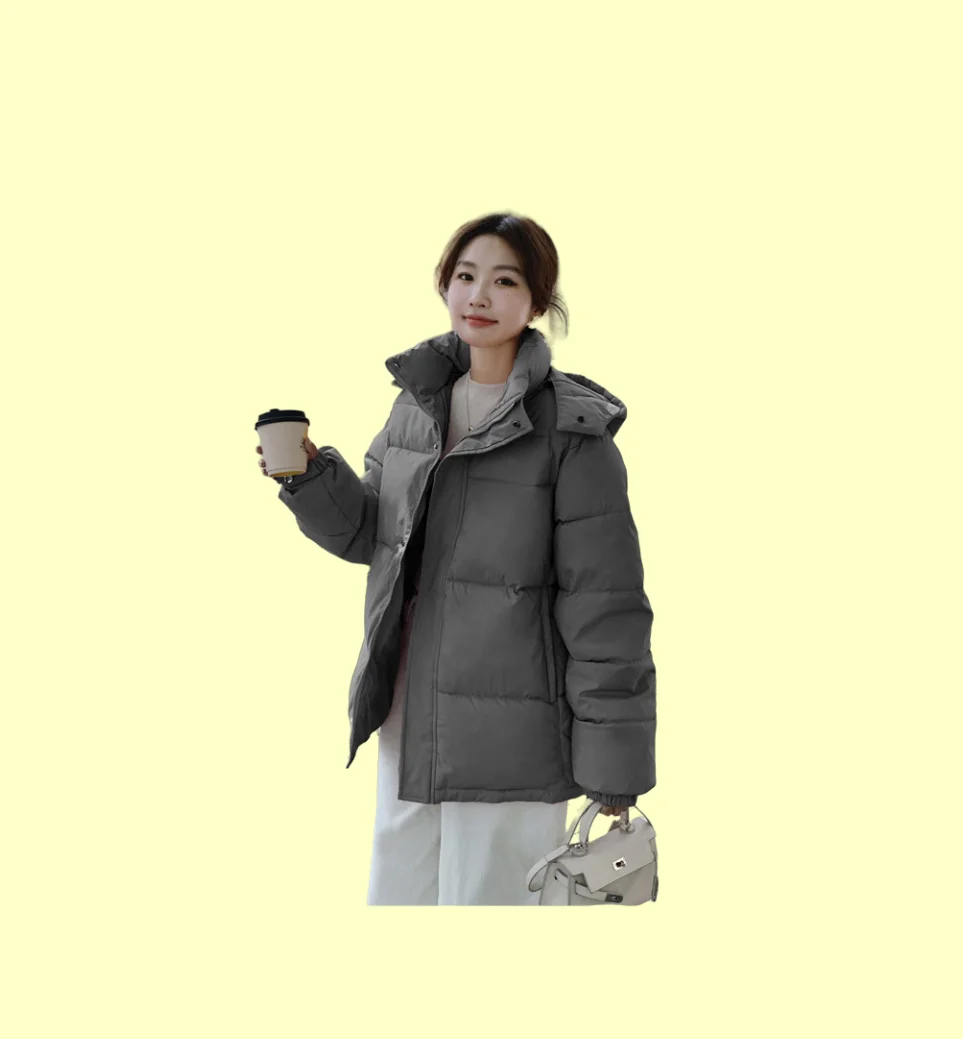 

Real Time Candy Colored Down Cotton Jacket For Women in 2023 Winter Short and Thick Hooded Bread