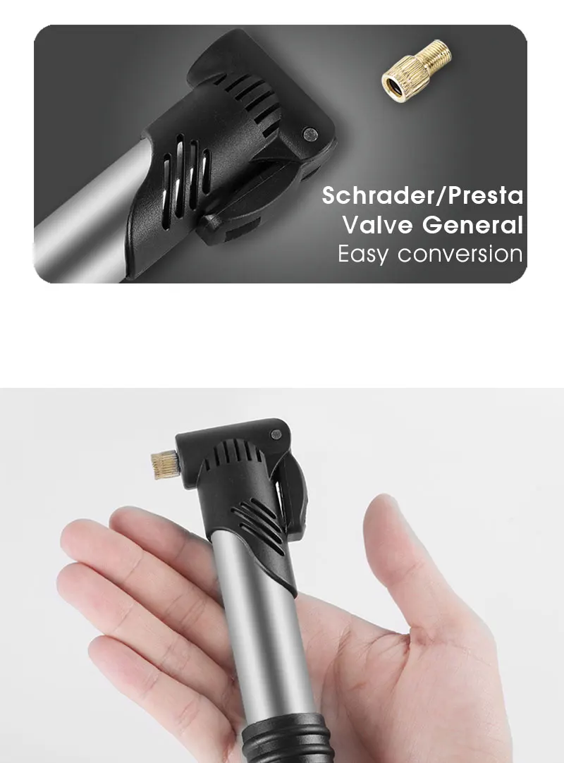 WEST BIKING Fahrradpumpe Tragbare Mini Radfahren Handluftpumpe Hochdruckball MTB Rennrad Reifenfüller für Schrader Presta – Detail 19