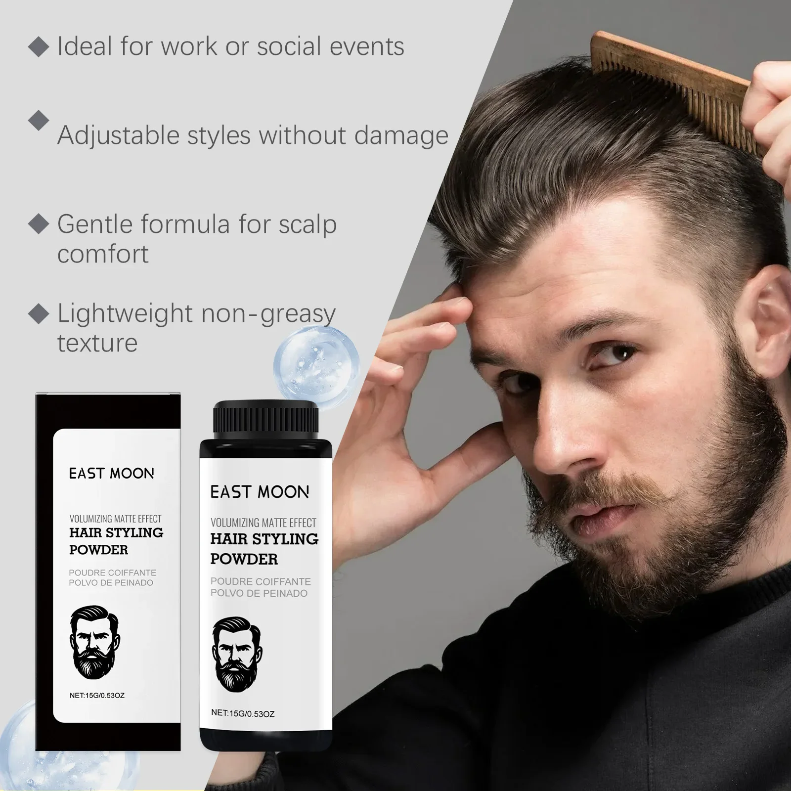 Men Hair Texture Powder Thickening Matte Hair Fiber Powders Long Lasting Styling Non Sticky Fluffy Styling Powder view 2