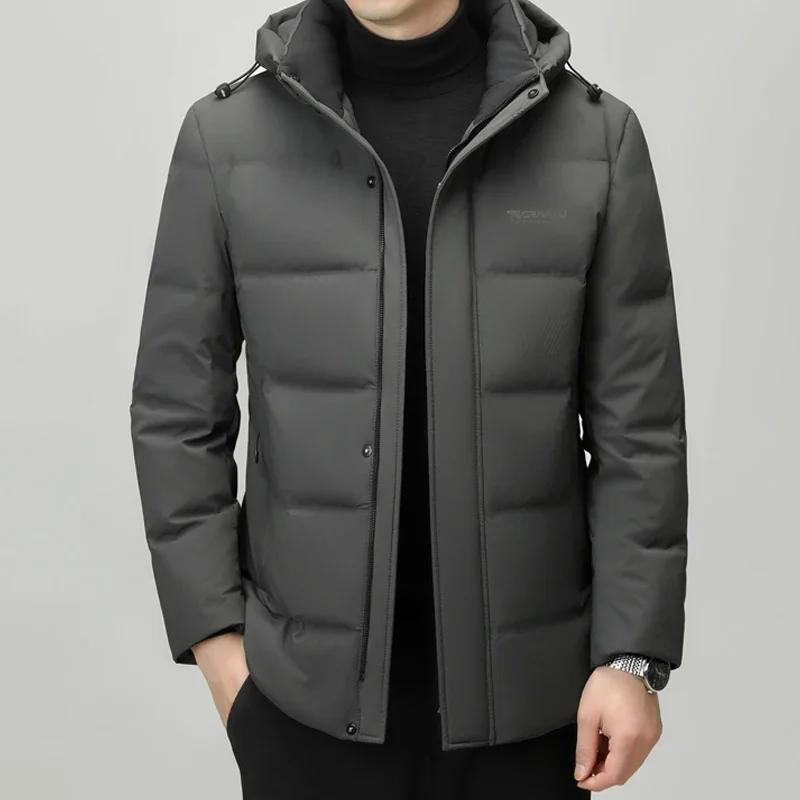 thumbnail image 1 of Chaqueta corta de plumón de seda de leche con estampado, sombrero extraíble, ropa de diseñador para hombre 2024, abrigo frío para hombre para invierno, chaqueta acolchada para hombre, 1 of 4